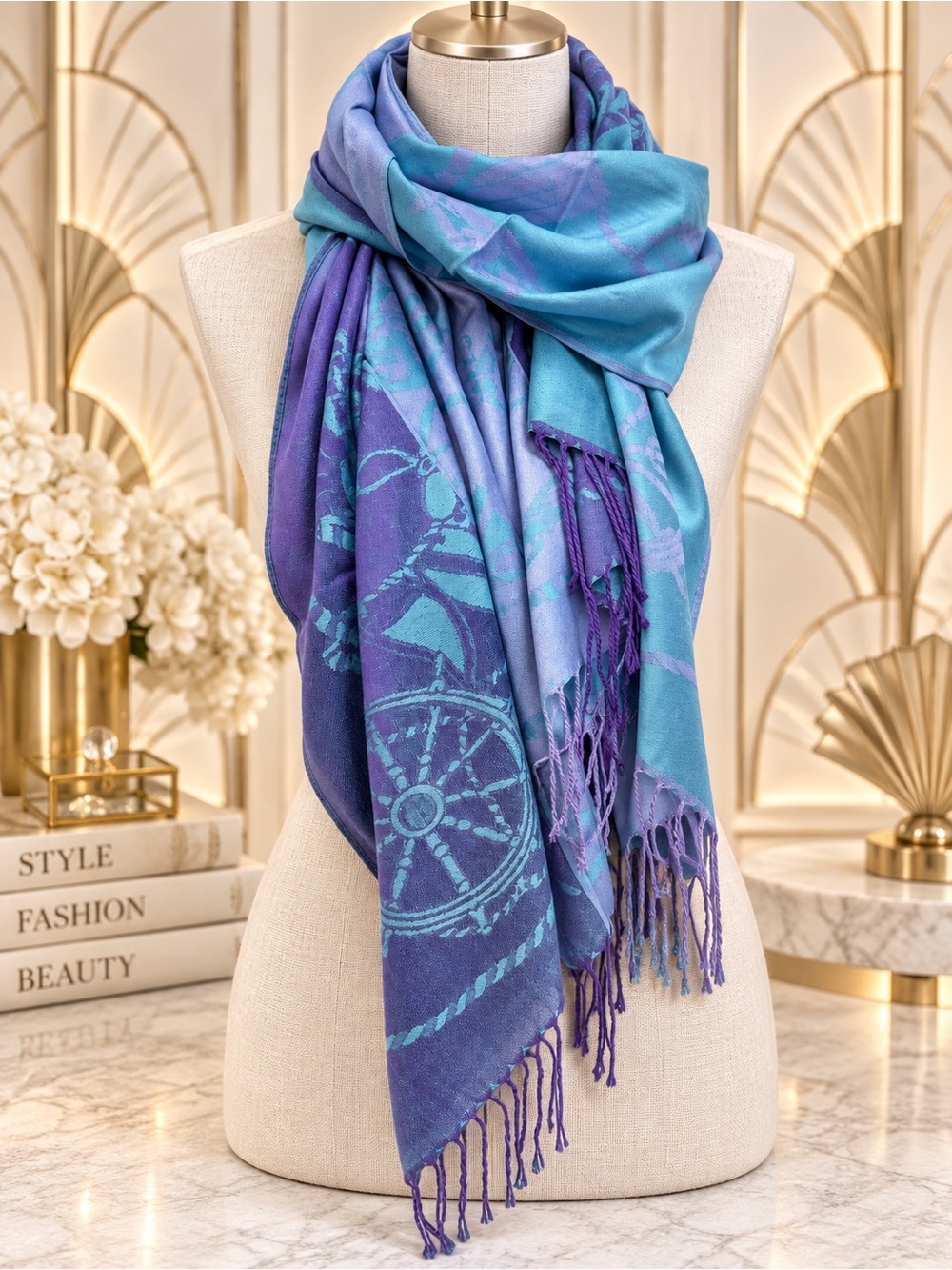🆕Two-ToneTurquoise & Purple Pashmina Women’s Scarf